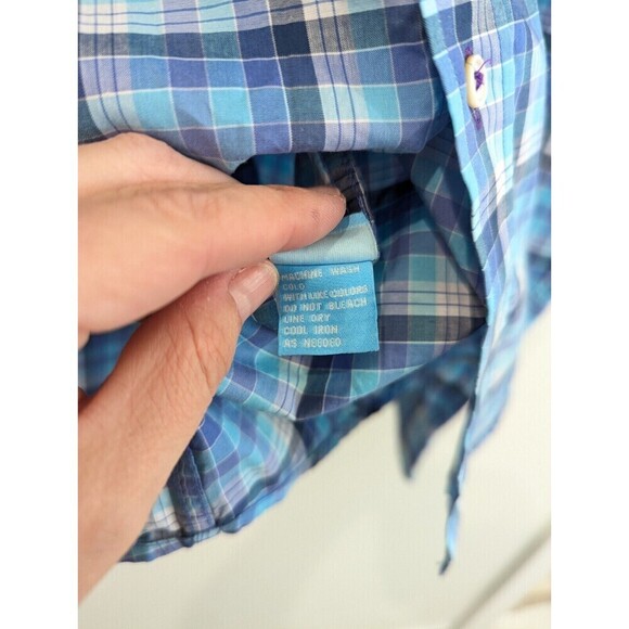 J McLaughlin Mens Blue‎ Plaid Button Up Shirt XL - Picture 8 of 10